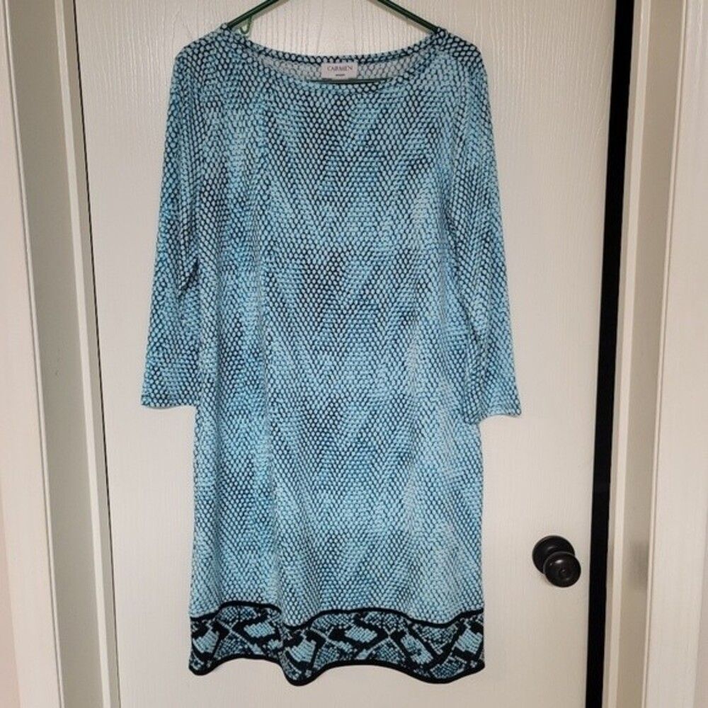 ~ NWT - womens Carmen light blue reptile skin pattern looking dress - Size L